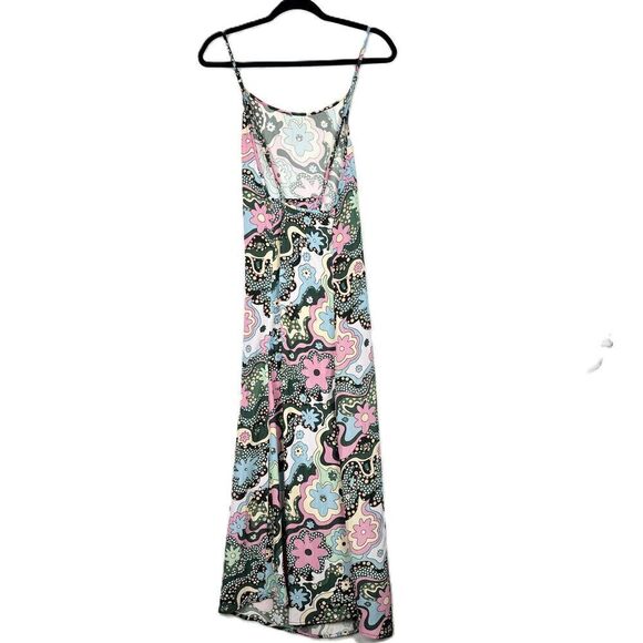 Celia B Retro Floral Maxi Dress Size XS Spaghetti Strap Vibrant Colorful - Picture 2 of 8
